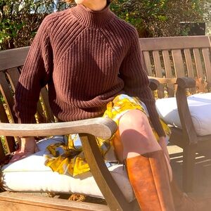 J. Crew Relaxed Rollneck Cotton Sweater in Brown - Size XS